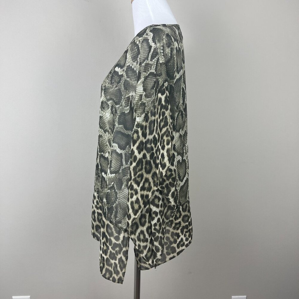 Michael Michael Kors Top Womens L/XL Wing Sleeve Snake Leopard Pattern Sheer - Picture 7 of 12